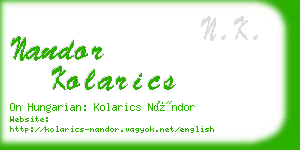 nandor kolarics business card